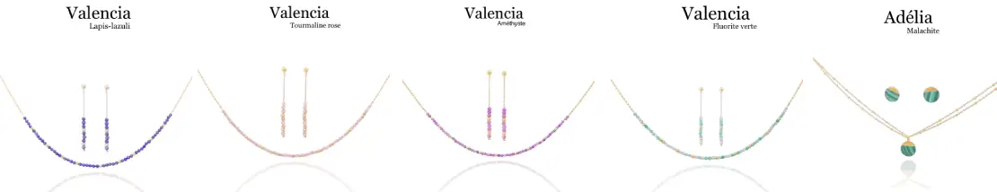 Élégante et intemporelle, Valencia est une parure en acier inoxydable avec une finition dorée qui se décline en 5 versions raffinées